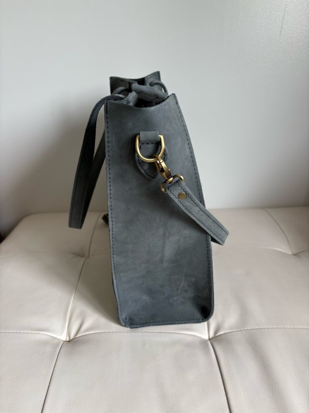 Slate Blue Portland Leather Bag - Picture 2 of 12